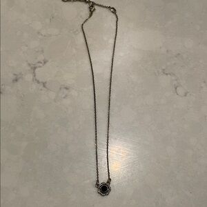 Elegant Antique Gold Pendant Necklace with Rhinestones and black stone pendant